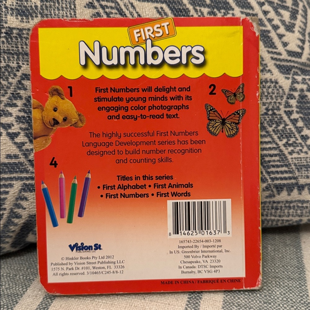 🏖️2/$5🏖️First Numbers Board book, 2012 - Picture 3 of 3
